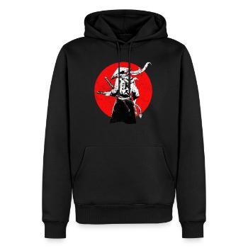 Samouraï guerrier japonais - Sweat à capuche Premium bio Homme - noir - Devant - Nico (187cm)