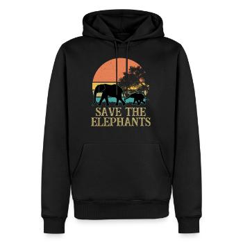 Rette die Elefanten - Männer Premium Bio Hoodie - Schwarz - Vorne - Nico (187cm)