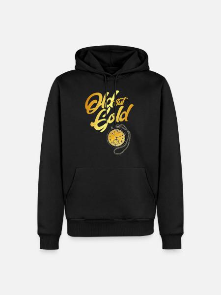 Old but Gold mit goldener Taschenuhr - Männer Premium Bio Hoodie - Schwarz