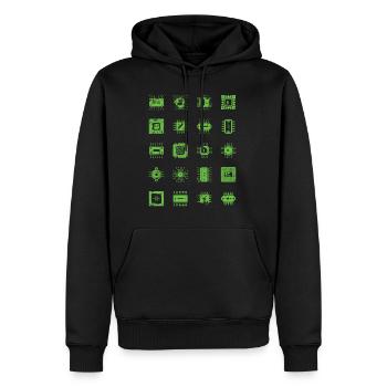 Microchips Mikrochip CPU Informatiker Hardware - Männer Premium Bio Hoodie - Schwarz - Vorne - Nico (187cm)