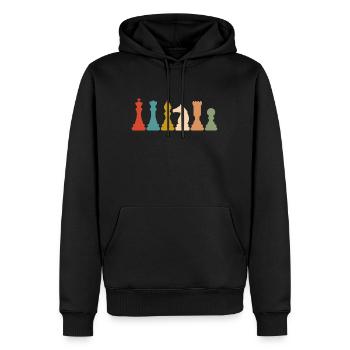 Échiquier pièce d'échecs joueur d'échecs échec et mat - Sweat à capuche Premium bio Homme - noir - Devant - Nico (187cm)