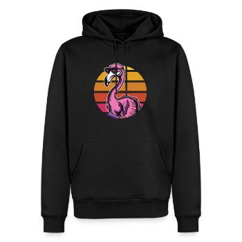 Flamant rose rétro - Sweat à capuche Premium bio Homme - noir - Devant - Nico (187cm)