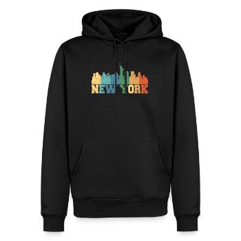 Skyline de New York rétro - Sweat à capuche Premium bio Homme - noir - Devant - Nico (187cm)