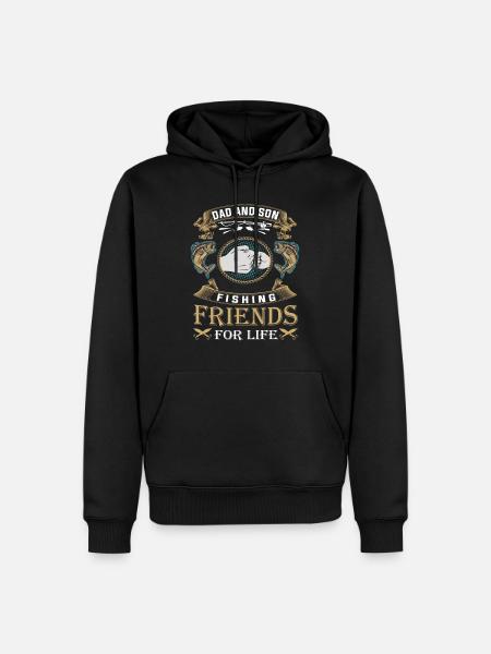 Angler Angeln Papa und Sohn Angelfreunde Geschenk - Männer Premium Bio Hoodie - Schwarz