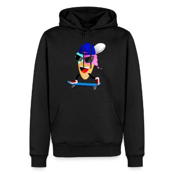 Glace patineuse drôle - Sweat à capuche Premium bio Homme - noir - Devant - Nico (187cm)
