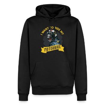 I want to ride my Motorbike - Männer Premium Bio Hoodie - Schwarz - Vorne - Nico (187cm)