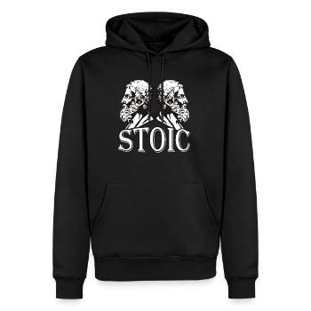 Stoiker Philosoph - Männer Premium Bio Hoodie - Schwarz - Vorne - Nico (187cm)