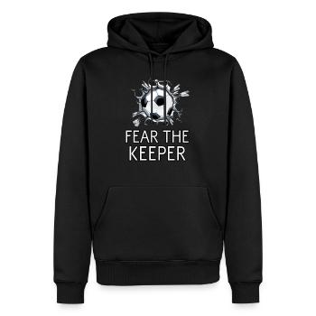 Gardien de but drôle disant football - Sweat à capuche Premium bio Homme - noir - Devant - Nico (187cm)