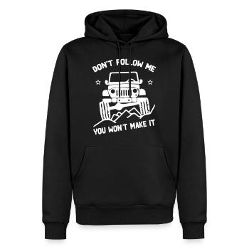 Don t Follow Me Jeep - Männer Premium Bio Hoodie - Schwarz - Vorne - Nico (187cm)