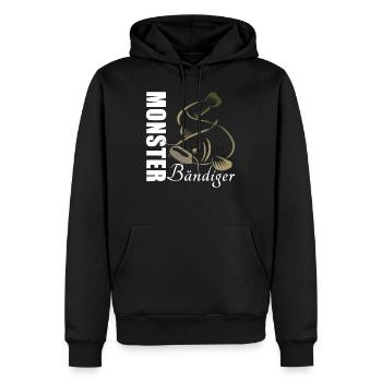 Waller Angeln - Monster Bändiger - Männer Premium Bio Hoodie - Schwarz - Vorne - Nico (187cm)
