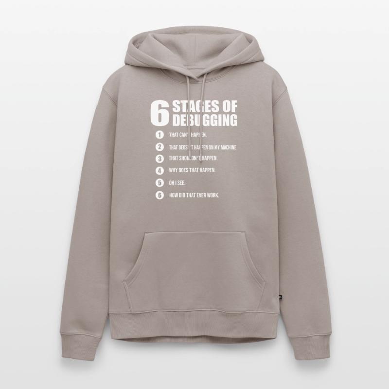 6 stages debugging computer scientist developer coder Men’s Premium Organic Hoodie