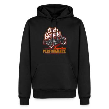 Ancien garage Hot Rod Californie - Sweat à capuche Premium bio Homme - noir - Devant - Nico (187cm)