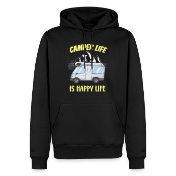 Camper Life Is Happy Life - Männer Premium Bio Hoodie - Schwarz - Vorne - Nico (187cm)