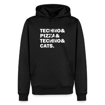 Techno pizza cats Raving Rave Geschenk Musik - Männer Premium Bio Hoodie - Schwarz - Vorne - Nico (187cm)