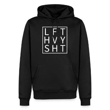 LFT HVY SHT Geschenk Fitness Gym Sport - Männer Premium Bio Hoodie - Schwarz - Vorne - Nico (187cm)