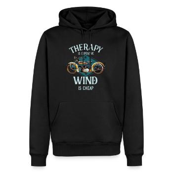 Motorrad Therapie Wind vintage Biker Geschenk - Männer Premium Bio Hoodie - Schwarz - Vorne - Nico (187cm)