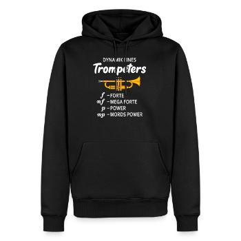 Dynamik eines Trompeters Lustiger Trompeten Spruch - Männer Premium Bio Hoodie - Schwarz - Vorne - Nico (187cm)
