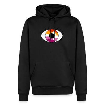 EYE lesbian - Sweat à capuche Premium bio Homme - noir - Devant - Nico (187cm)