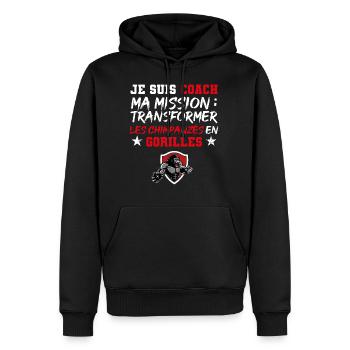 Mission : transformer les chimpanzés en gorilles - Sweat à capuche Premium bio Homme - noir - Devant - Nico (187cm)