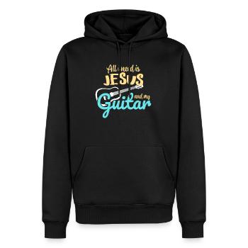 J'ai juste besoin de Jésus et de ma guitare - Sweat à capuche Premium bio Homme - noir - Devant - Nico (187cm)