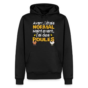 Poules poulailler ferme. Cadeau humour animal - Sweat à capuche Premium bio Homme - noir - Devant - Nico (187cm)