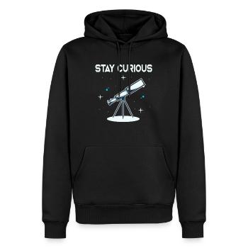 Restez curieux astronome astronome télescope - Sweat à capuche Premium bio Homme - noir - Devant - Nico (187cm)