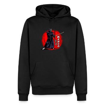 Kendo Aïkido Martial Arts Combattants - Sweat à capuche Premium bio Homme - noir - Devant - Nico (187cm)