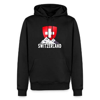 Schweiz Heimat Helvetia Berge Schweizer - Männer Premium Bio Hoodie - Schwarz - Vorne - Nico (187cm)