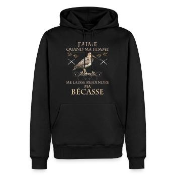 Chasse passion de becasse - Sweat à capuche Premium bio Homme - noir - Devant - Nico (187cm)