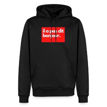 Vald il a pas dit bonjour - Sweat à capuche Premium bio Homme - noir - Devant - Nico (187cm)