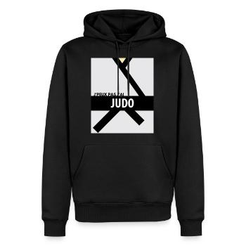 Je peux pas j'ai judo - Sweat à capuche Premium bio Homme - noir - Devant - Nico (187cm)