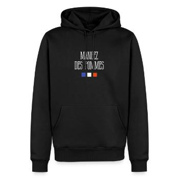 Mangez des pommes - Sweat à capuche Premium bio Homme - noir - Devant - Nico (187cm)