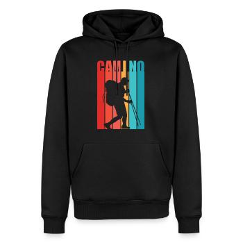 Chemin de Saint Jacques Homme Buen Camino cadeau pour les pèlerins - Sweat à capuche Premium bio Homme - noir - Devant - Nico (187cm)