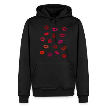 Lips & Kisses / Lèvres & Baisers / Amour / Amour - Sweat à capuche Premium bio Homme - noir - Devant - Nico (187cm)