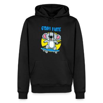 Niedlicher Koala auf Skateboard Australien Kinder - Männer Premium Bio Hoodie - Schwarz - Vorne - Nico (187cm)