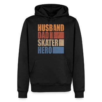 Husband Dad Skater Hero Patinage Skate Skate Board - Sweat à capuche Premium bio Homme - noir - Devant - Nico (187cm)