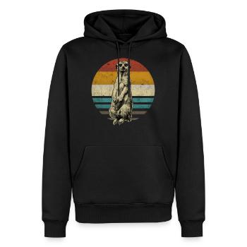 Suricate rétro vintage - Sweat à capuche Premium bio Homme - noir - Devant - Nico (187cm)