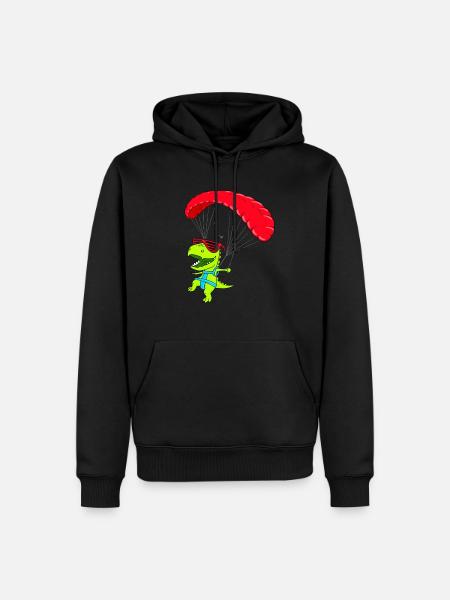 Funny Hang glider dinosaur paraglider flight - Men’s Premium Organic Hoodie - black