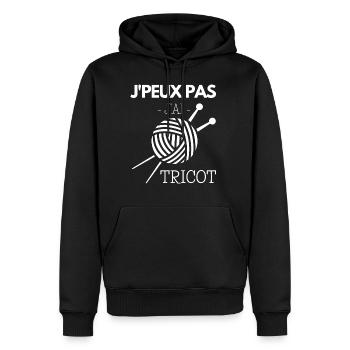 Je Peux Pas J'ai Tricot Couture Crochet Fait Main - Sweat à capuche Premium bio Homme - noir - Devant - Nico (187cm)