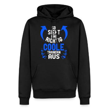 So sieht ein richtig cooler Trainer aus - Männer Premium Bio Hoodie - Schwarz - Vorne - Nico (187cm)