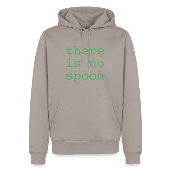 Es gibt keinen Löffel - Männer Premium Bio Hoodie - Taupe - Vorne - Nico (187cm)