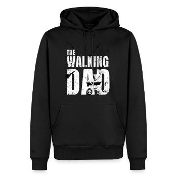 The Walking Dad Humour Cadeau Poussette Papa Dad - Sweat à capuche Premium bio Homme - noir - Devant - Nico (187cm)