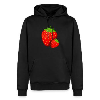 Frische Erdbeeren Obst Vegetarier Veganer Früchte - Männer Premium Bio Hoodie - Schwarz - Vorne - Nico (187cm)