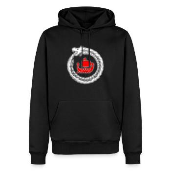 Dragon Wreath Viking Ship Lucky Bow - Men’s Premium Organic Hoodie - black - Front - Nico (187cm)