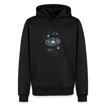 Cosmos galaxie et mains sacrés géométrie étoiles - Sweat à capuche Premium bio Homme - noir - Devant - Nico (187cm)