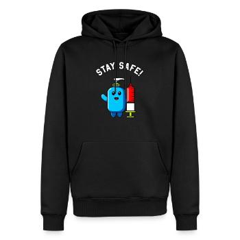 Bleib Gesund Desinfektion Hygiene Spritze Impfung - Männer Premium Bio Hoodie - Schwarz - Vorne - Nico (187cm)