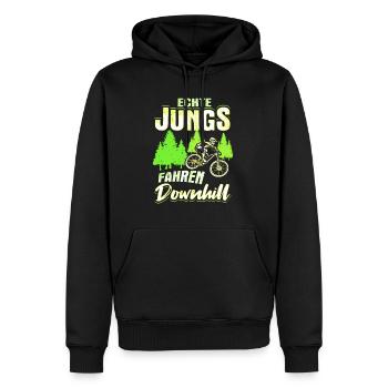 Echte Jungs Fahren Downhill Fahrrad Geschenk - Männer Premium Bio Hoodie - Schwarz - Vorne - Nico (187cm)