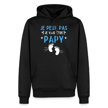Je peux pas je vais être papy futur grand père - Sweat à capuche Premium bio Homme - noir - Devant - Nico (187cm)