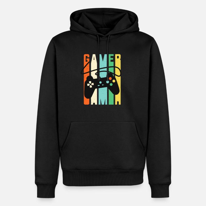 Gamer Console Controller Retro Gaming - Männer Premium Bio Hoodie - Schwarz