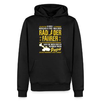 Chargeuse sur pneu papa cadeau pelleteuse sur pneus - Sweat à capuche Premium bio Homme - noir - Devant - Nico (187cm)